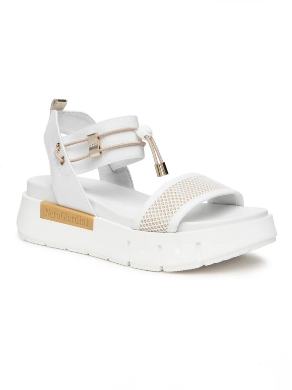 Nero Giardini White and Gold Women's Sandals Size 6